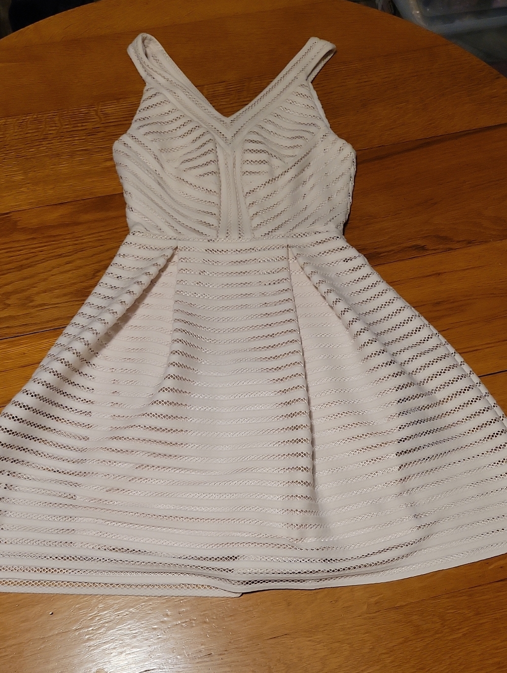 Gianni Bini White Textured V-Neck Mini Dress